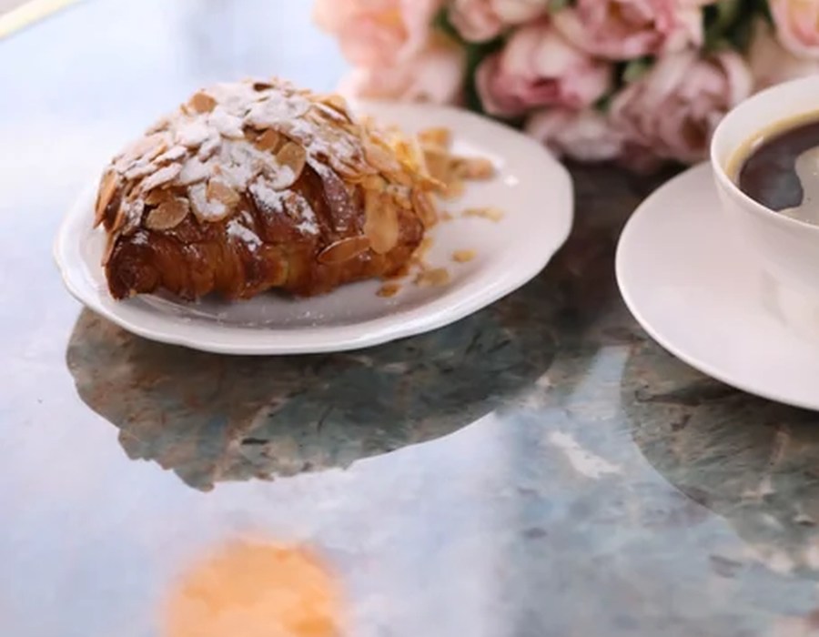 Fresh pastry served with coffee