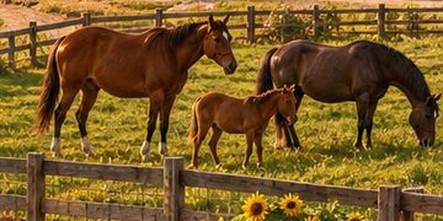 A mare, a foal and a gelding in a pasture