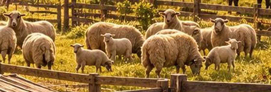 Sheep and lambs grazing