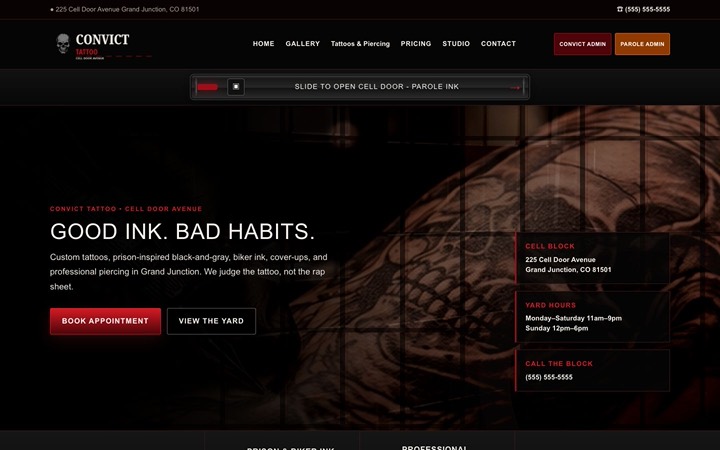 Home page of Convict Tattoo