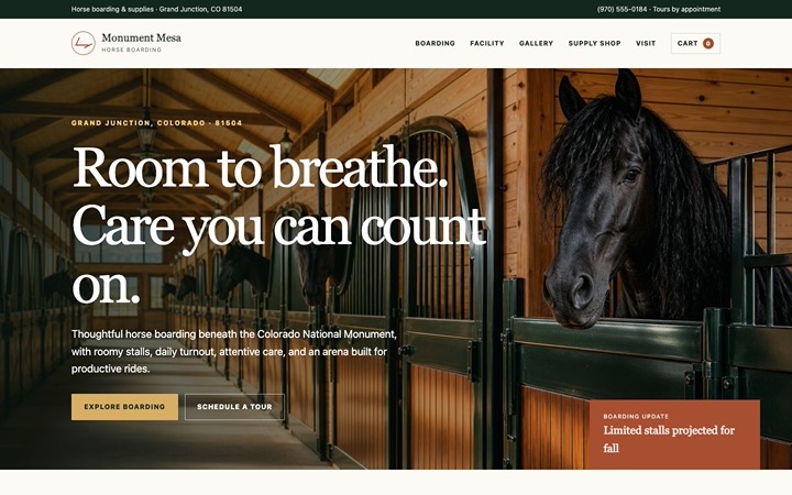 Home page of Monument Mesa Horse Boarding