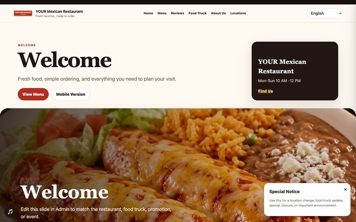 Home page of Mexican Restaurant Menu & Ordering