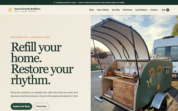 Home page of Sacred Earth Refillery
