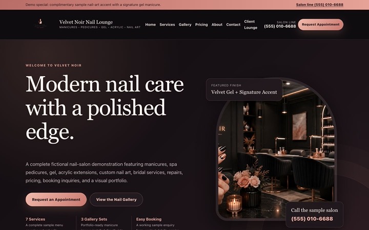 Home page of Velvet Noir Nail Lounge