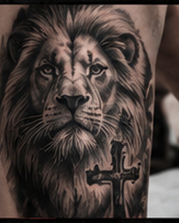 Realistic lion tattoo