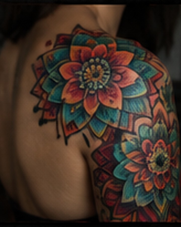 Color floral tattoo