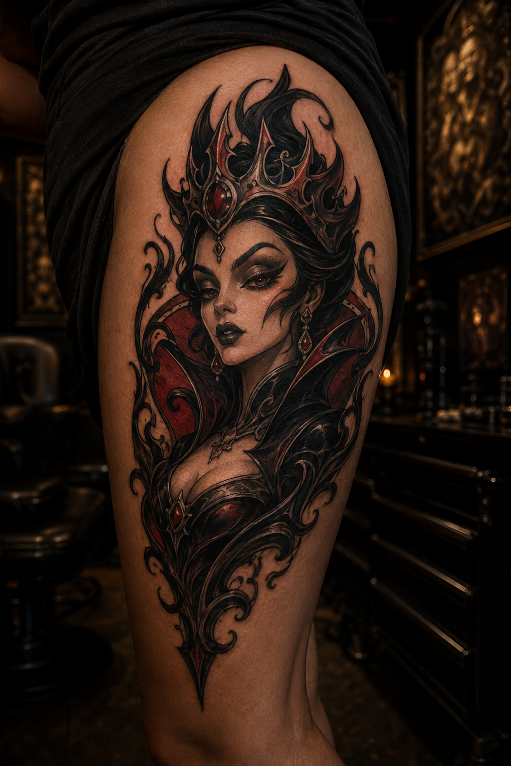 Gothic queen cartoon tattoo